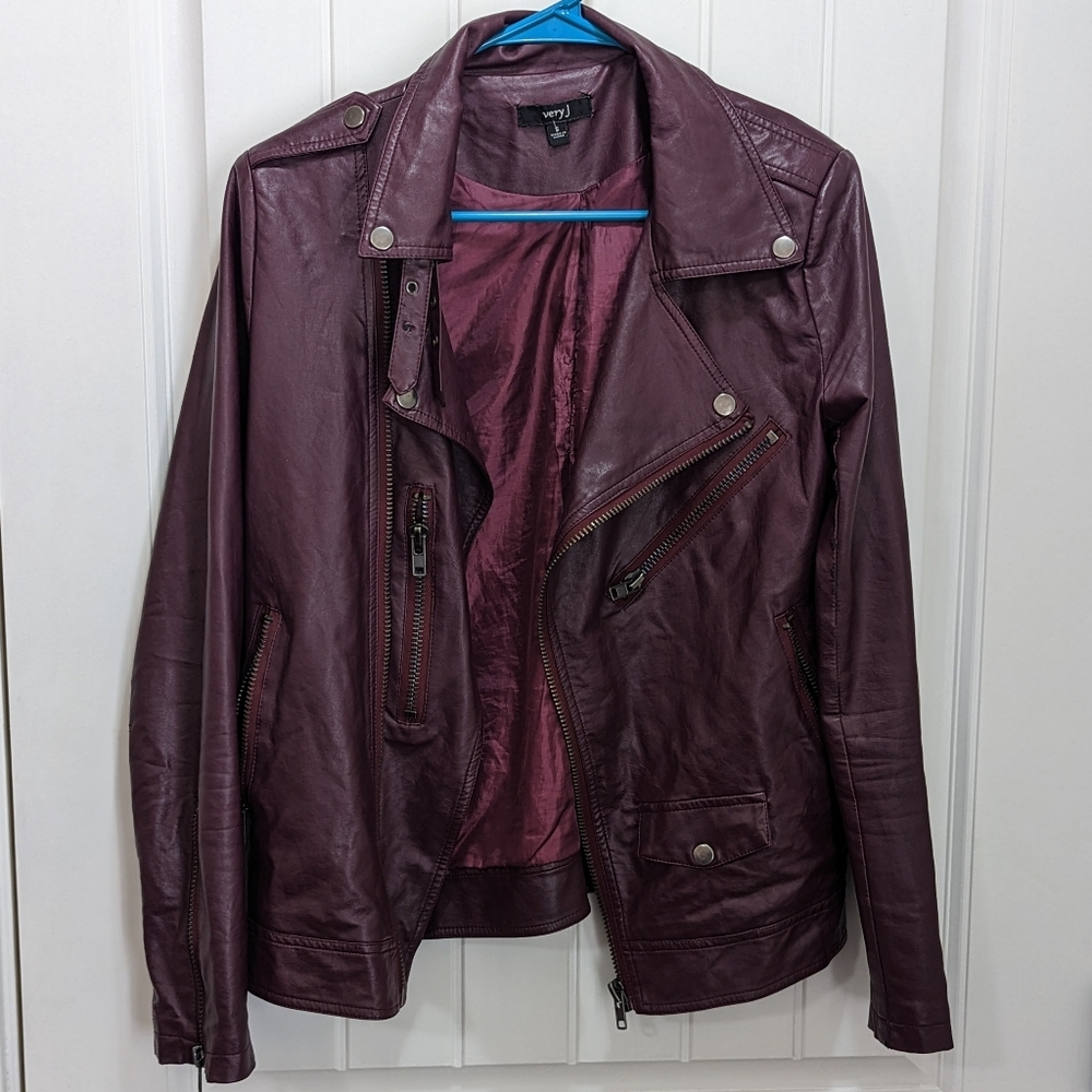 🔥Very J Faux Leather Motorcycle Jacket in Purple